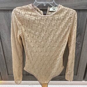 Fendi Monogrammed Long Sleeve Bodysuit